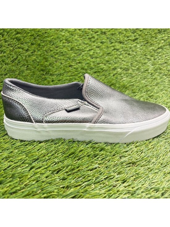 VANS Shoes - Vans Classic Slip-On Womens Size 8.5 Silver Athletic Walking Shoes Sneakers